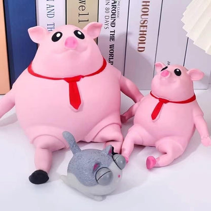 Pink Pig Squishy Toy，Pig Squeeze Toys，Cute Pig Man Sensory Stress Toy，Stress Reliever Toy for Kids and Adults