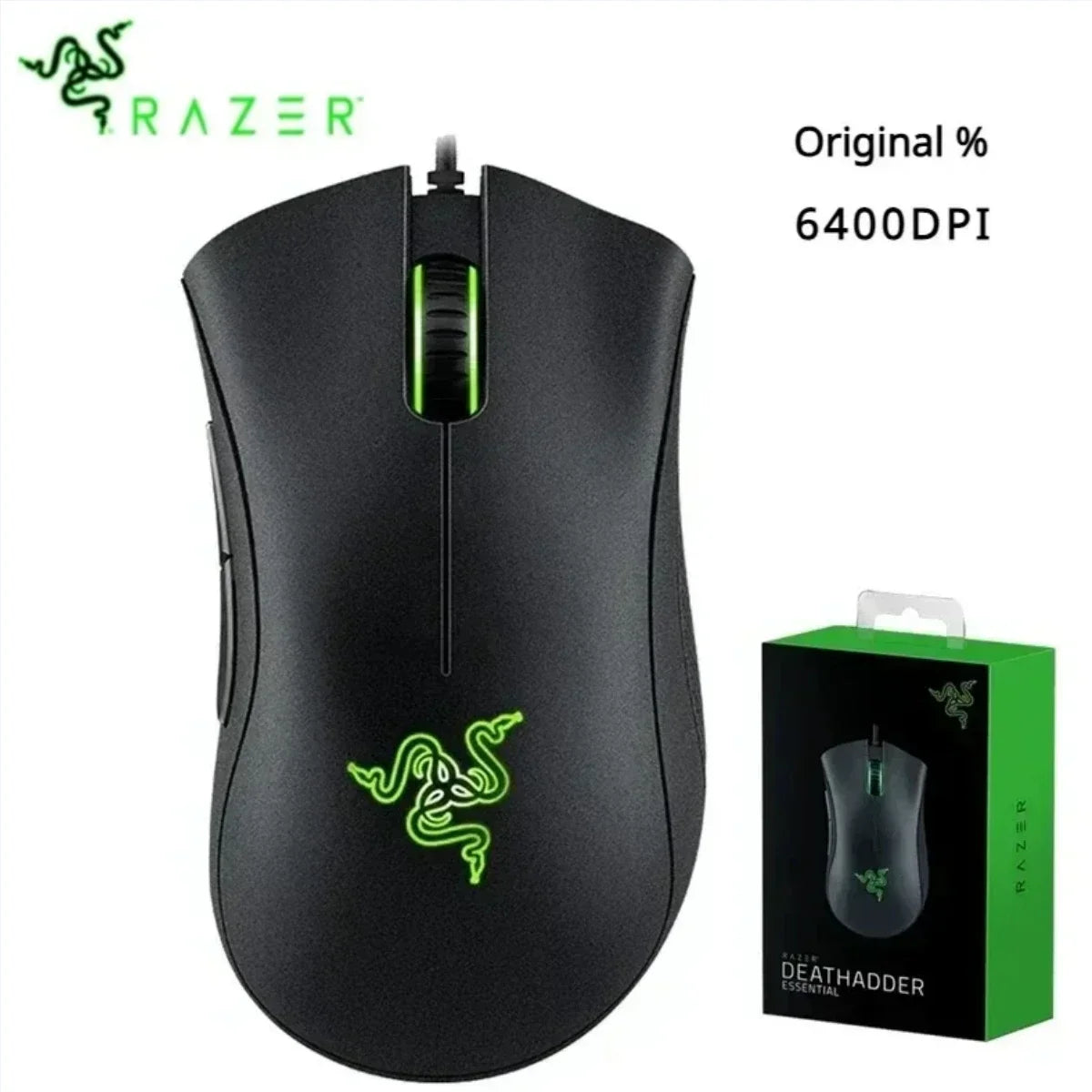 Razer  Deathadder Essential Wired Gaming Mouse Mice 6400DPI Optical Sensor 5 Independently Buttons for Laptop PC Gamer